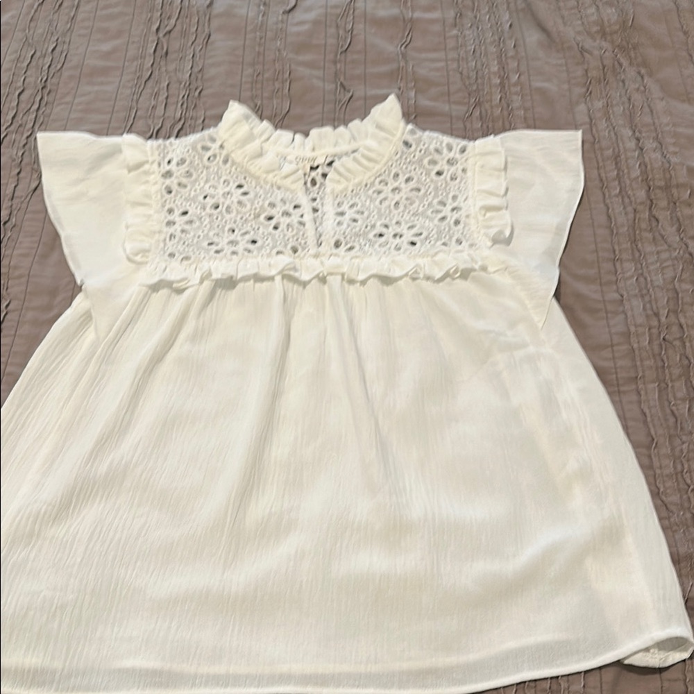 ODDY Women's White Lace Blouse GORGEOUS SIZE S